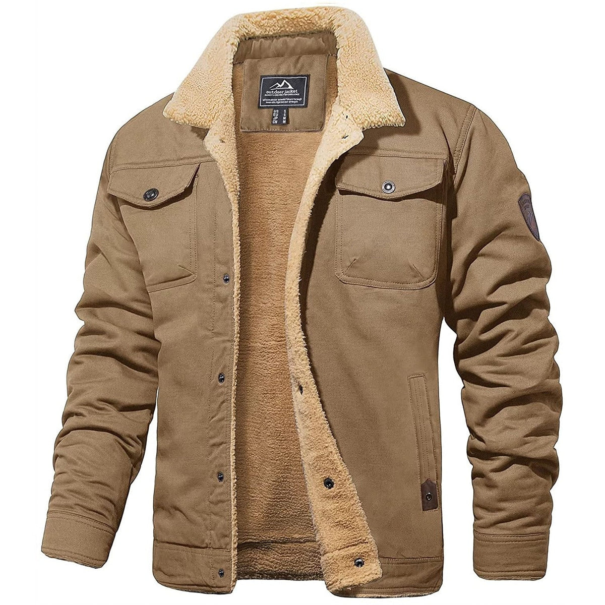 Men's Sherpa-Lined Button-Up Bomber Jacket
