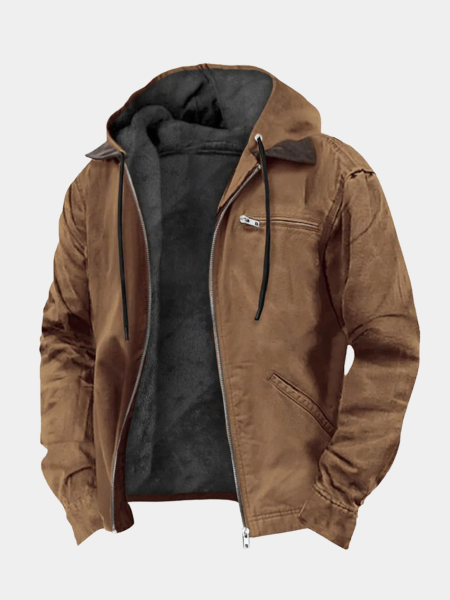 Men’s Hooded Fleece-Lined Zip-Up Winter Jacket