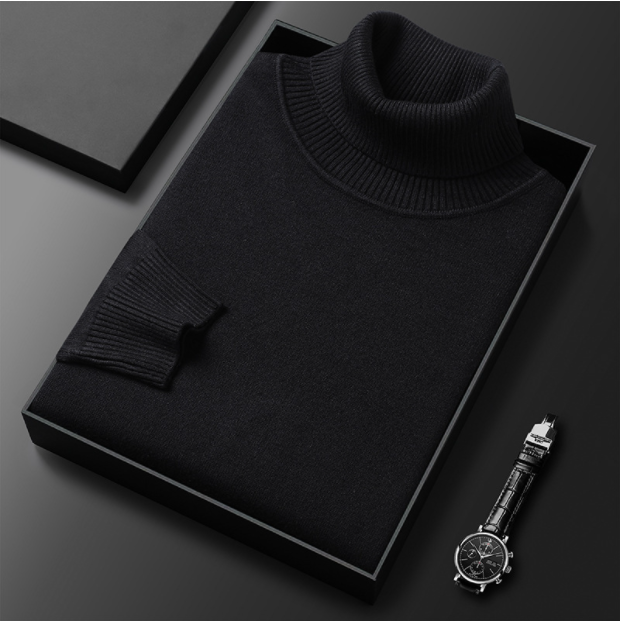 Men's Classic Turtleneck Sweater and Ribbed Collar