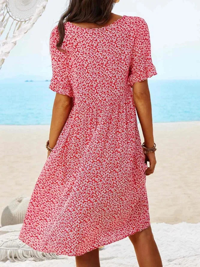 Women's Ditsy Floral Flutter Sleeve Mini Dress