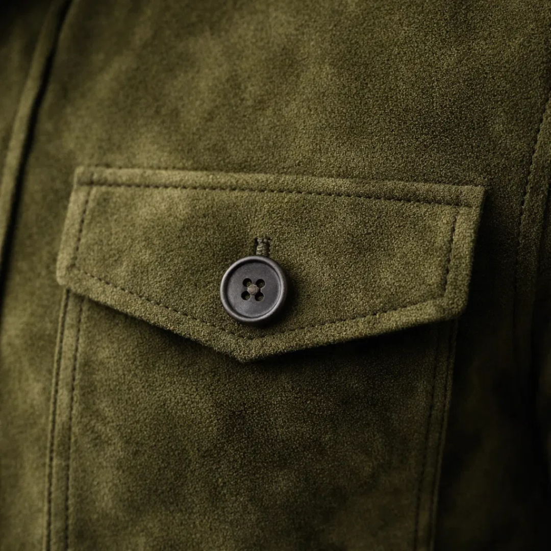 Men's Suede Jacket with Pocket Detail