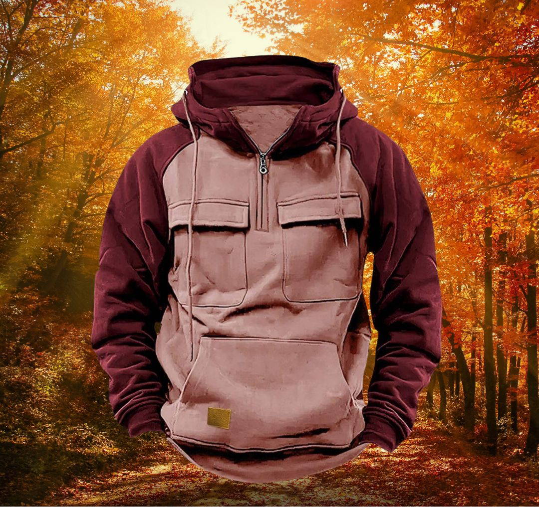 Men's Utility Hooded Pullover Hoodie with Flap Pocket