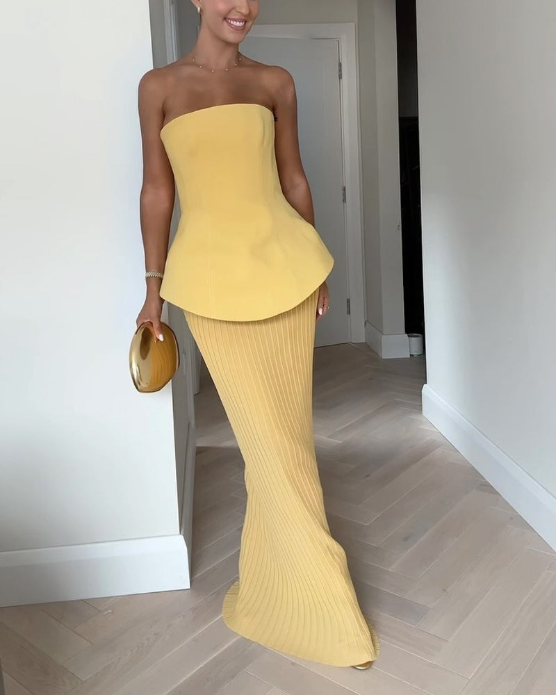 Women’s Strapless Peplum Evening Dress