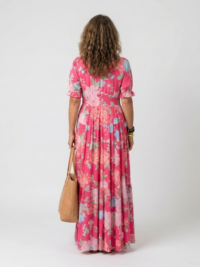 Women's Timeless Floral V-Neck Short Sleeve Maxi Dress