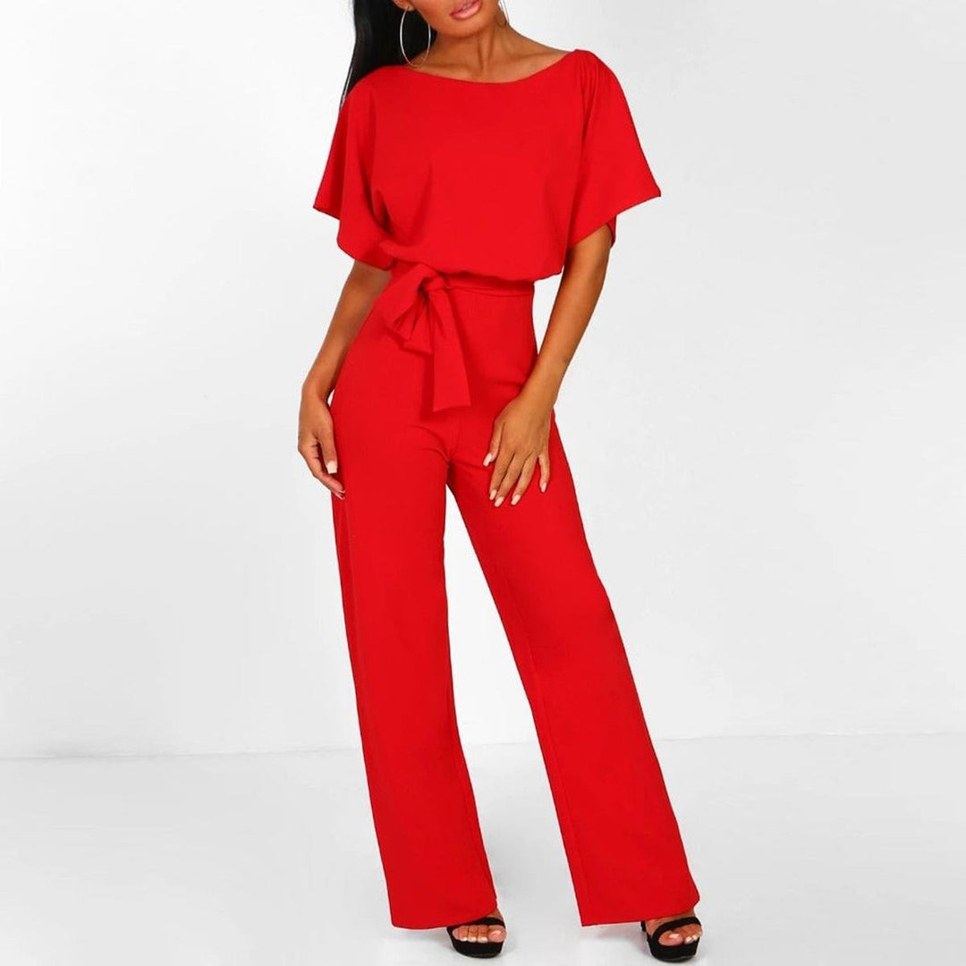Women's Short Sleeve Tie-Waist One-Piece Outfit