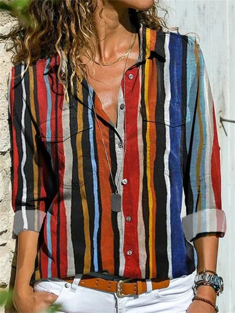 Women’s Abstract Pattern Long Sleeve Blouse