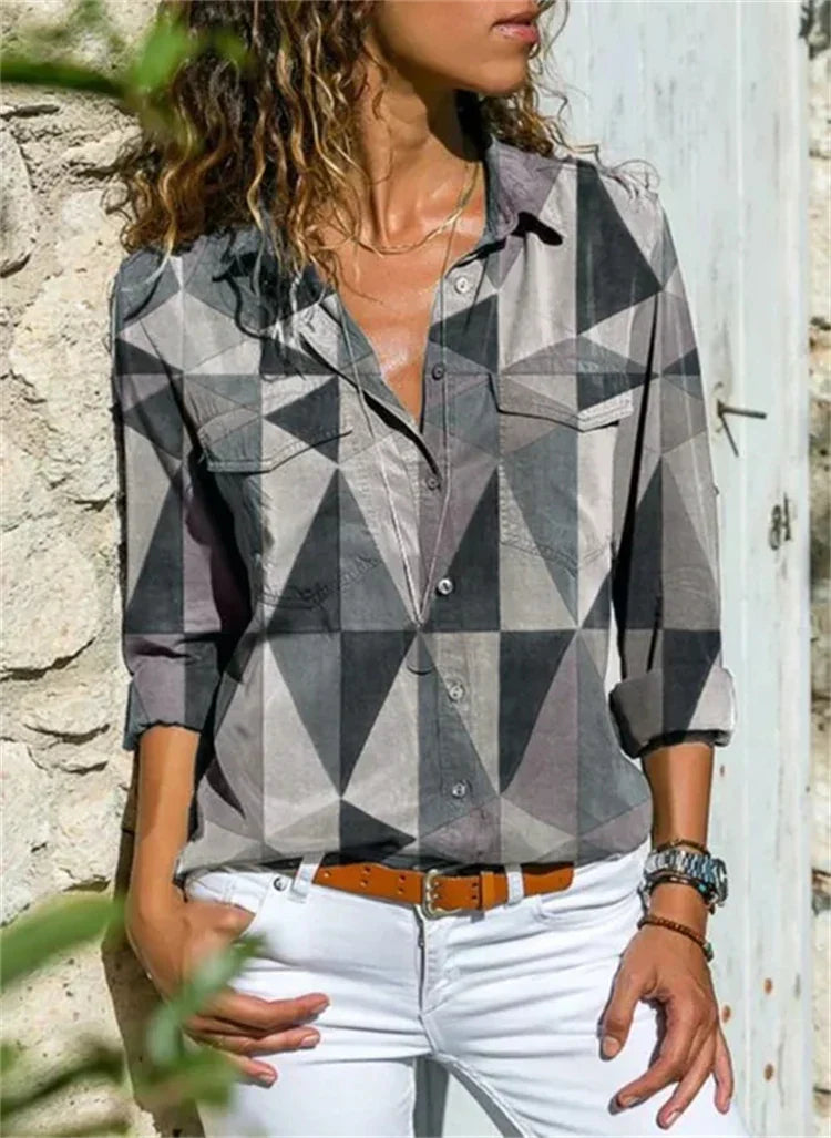 Women’s Abstract Pattern Long Sleeve Blouse
