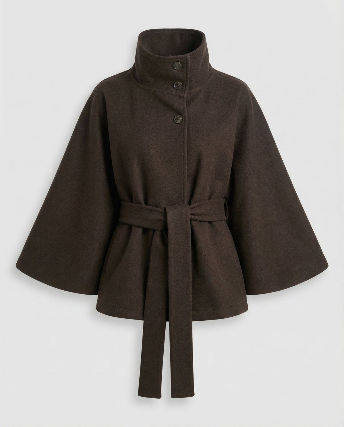 Women's Belted Wrap Shacket Coat with High Collar