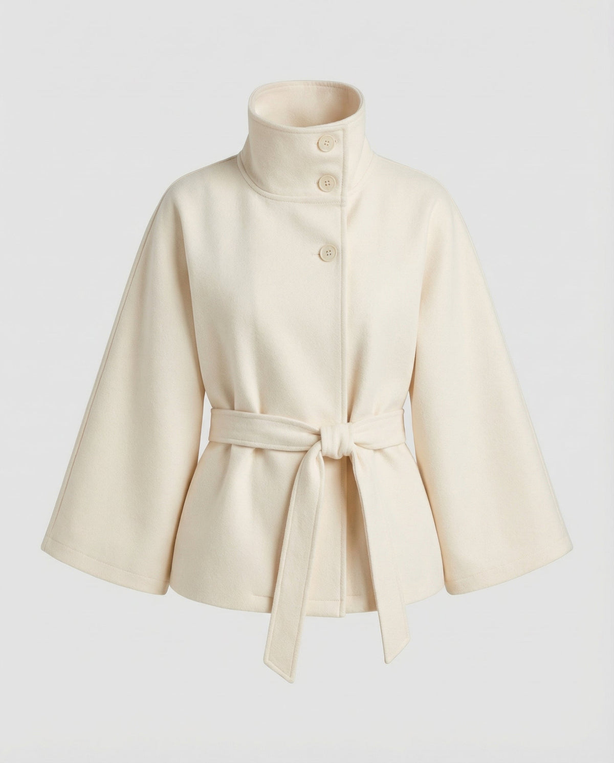Women's Belted Wrap Shacket Coat with High Collar
