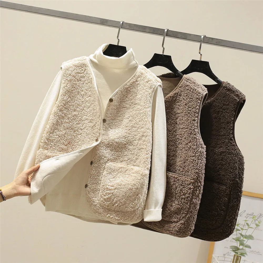 Women's Button-Front Sleeveless Vest