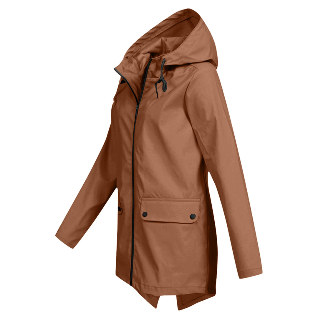 Stylish Long Women's Raincoat with Hood