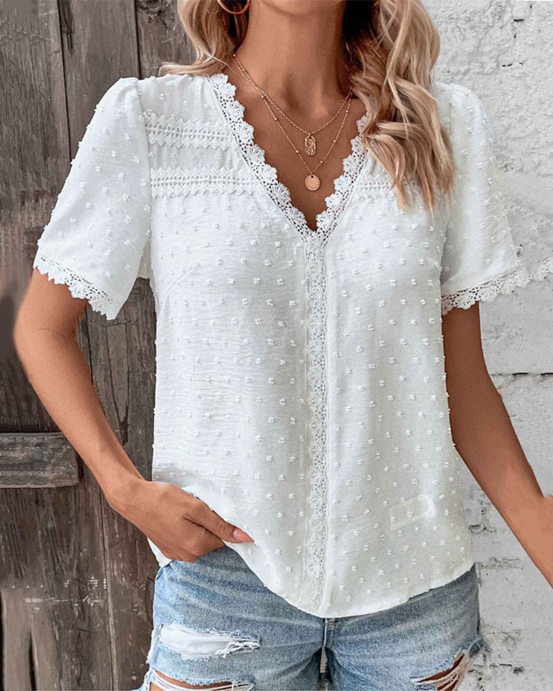 V-Neck Casual Blouse for Women