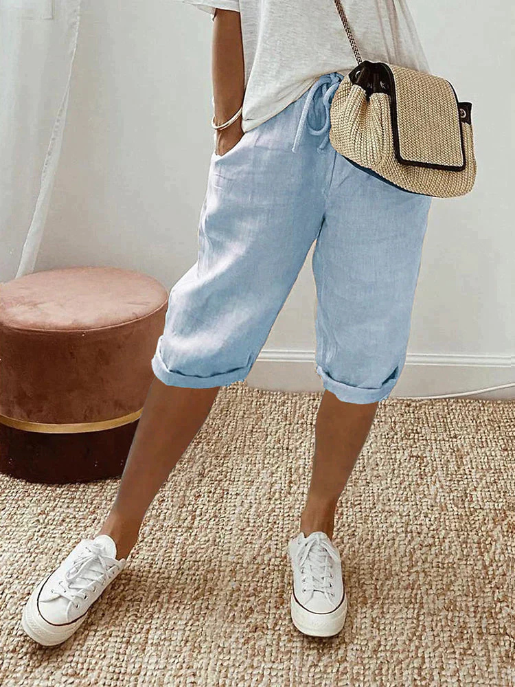 Women's Drawstring Bermuda Shorts with Relaxed Comfort