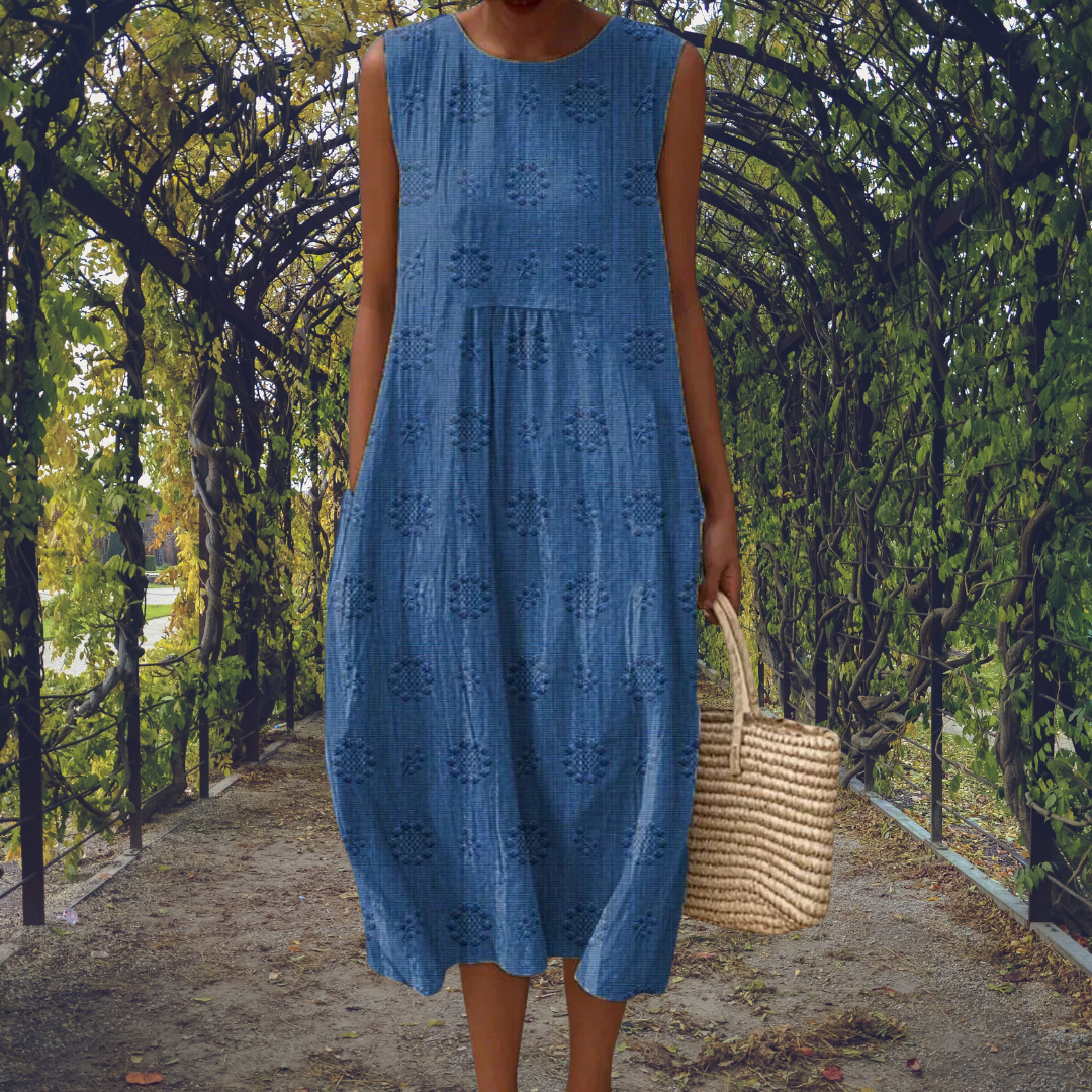 Women's Sleeveless Midi Dress with Relaxed Comfortable Fit