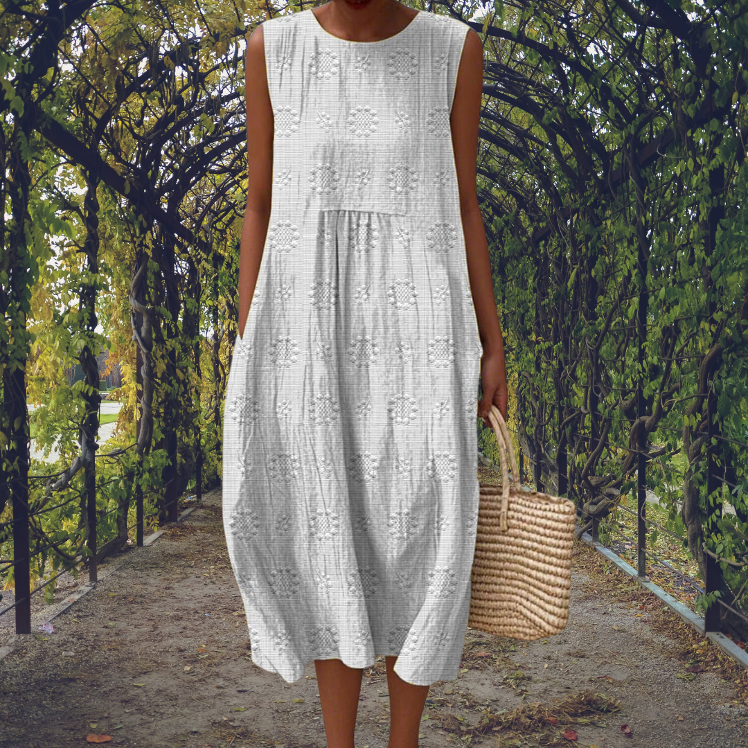 Women's Sleeveless Midi Dress with Relaxed Comfortable Fit
