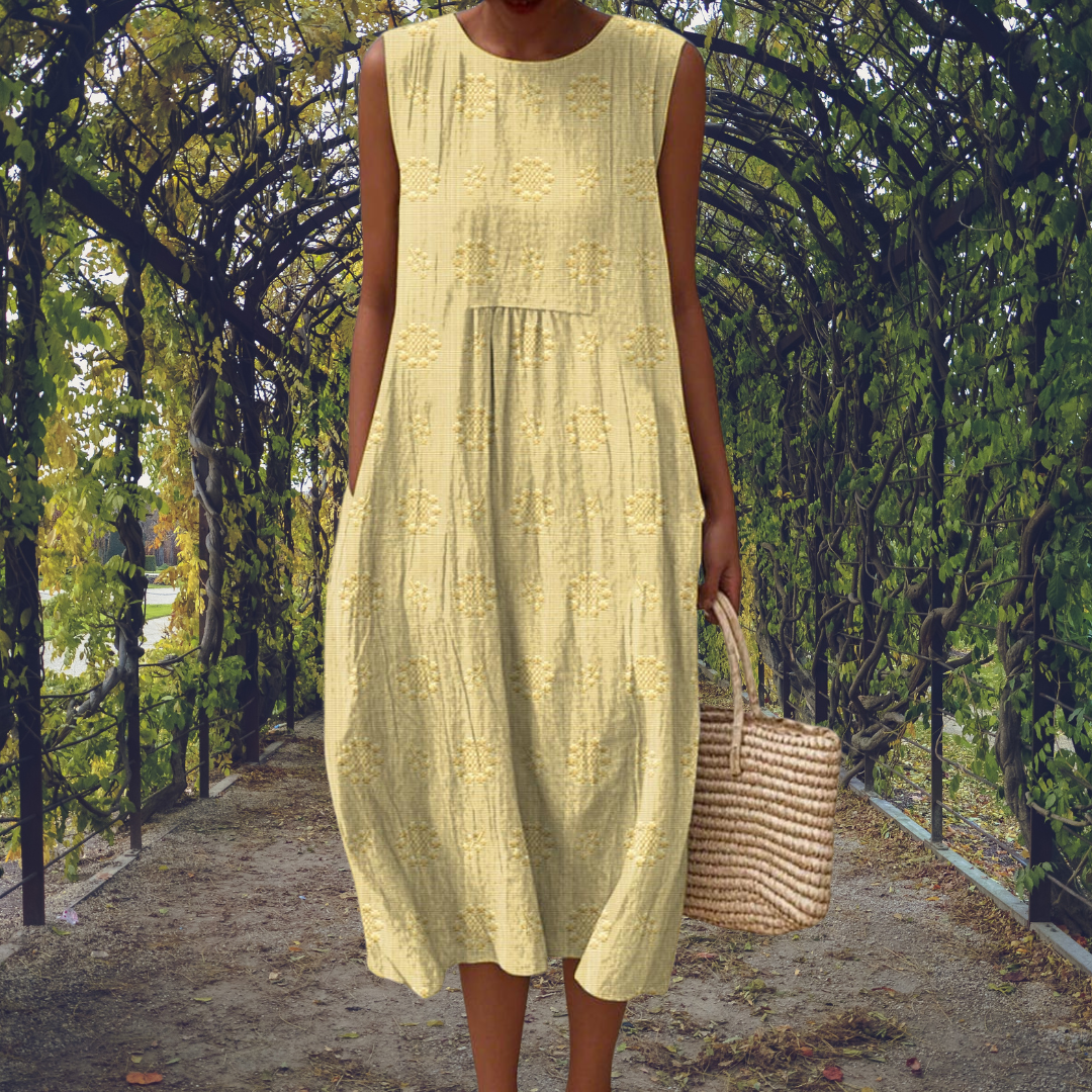 Women's Sleeveless Midi Dress with Relaxed Comfortable Fit