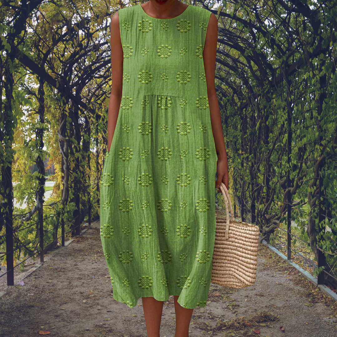 Women's Sleeveless Midi Dress with Relaxed Comfortable Fit
