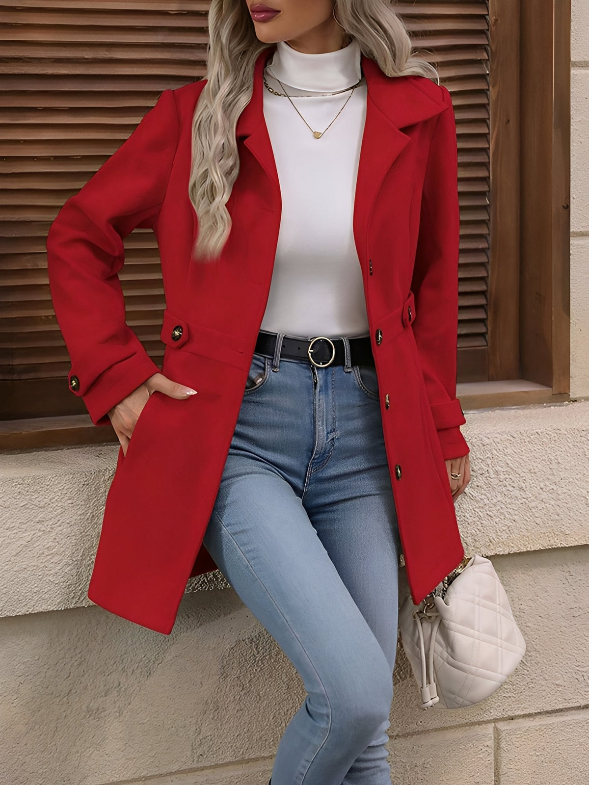 Women's Trench Coat with Waist Belt