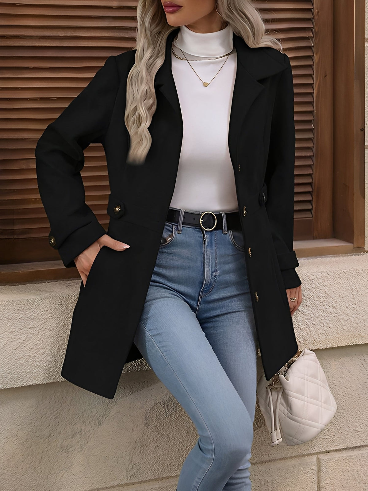 Women's Trench Coat with Waist Belt