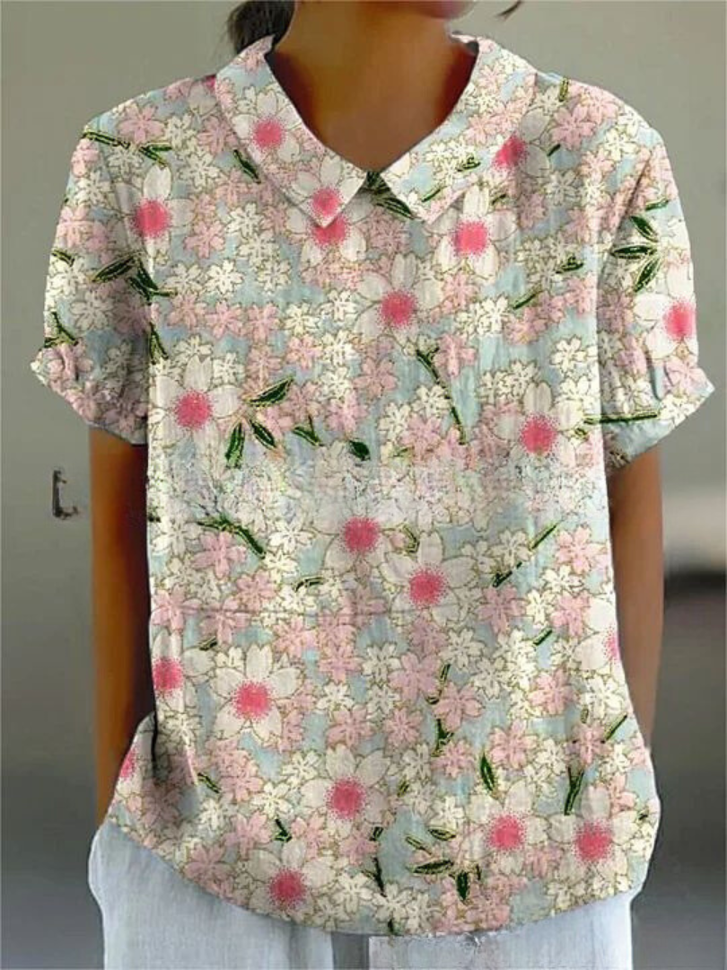 Women’s Relaxed Fit Floral Print Short Sleeve Blouse