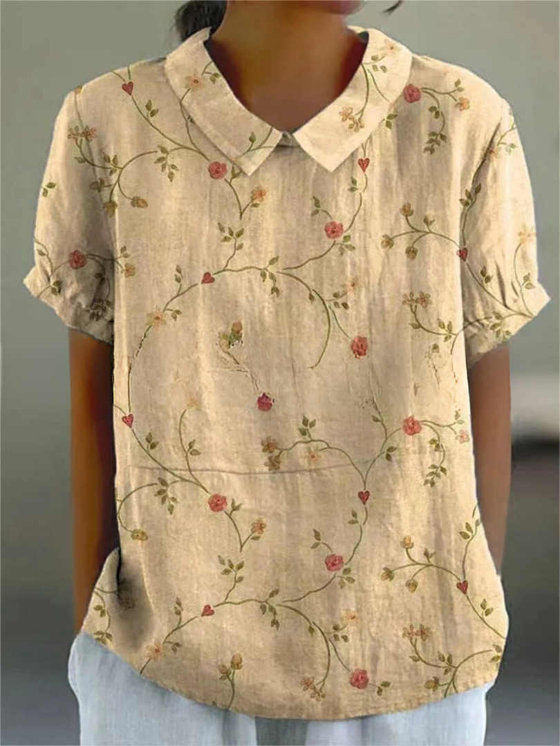 Women’s Relaxed Fit Floral Print Short Sleeve Blouse