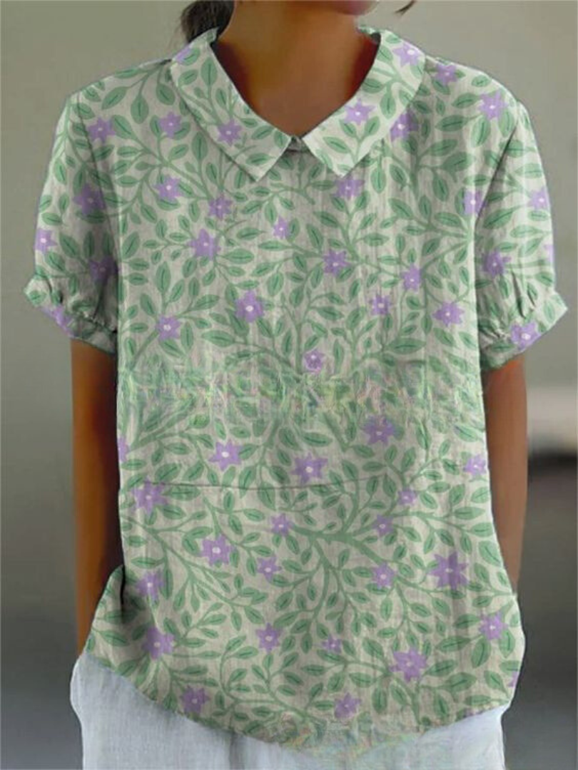 Women’s Relaxed Fit Floral Print Short Sleeve Blouse