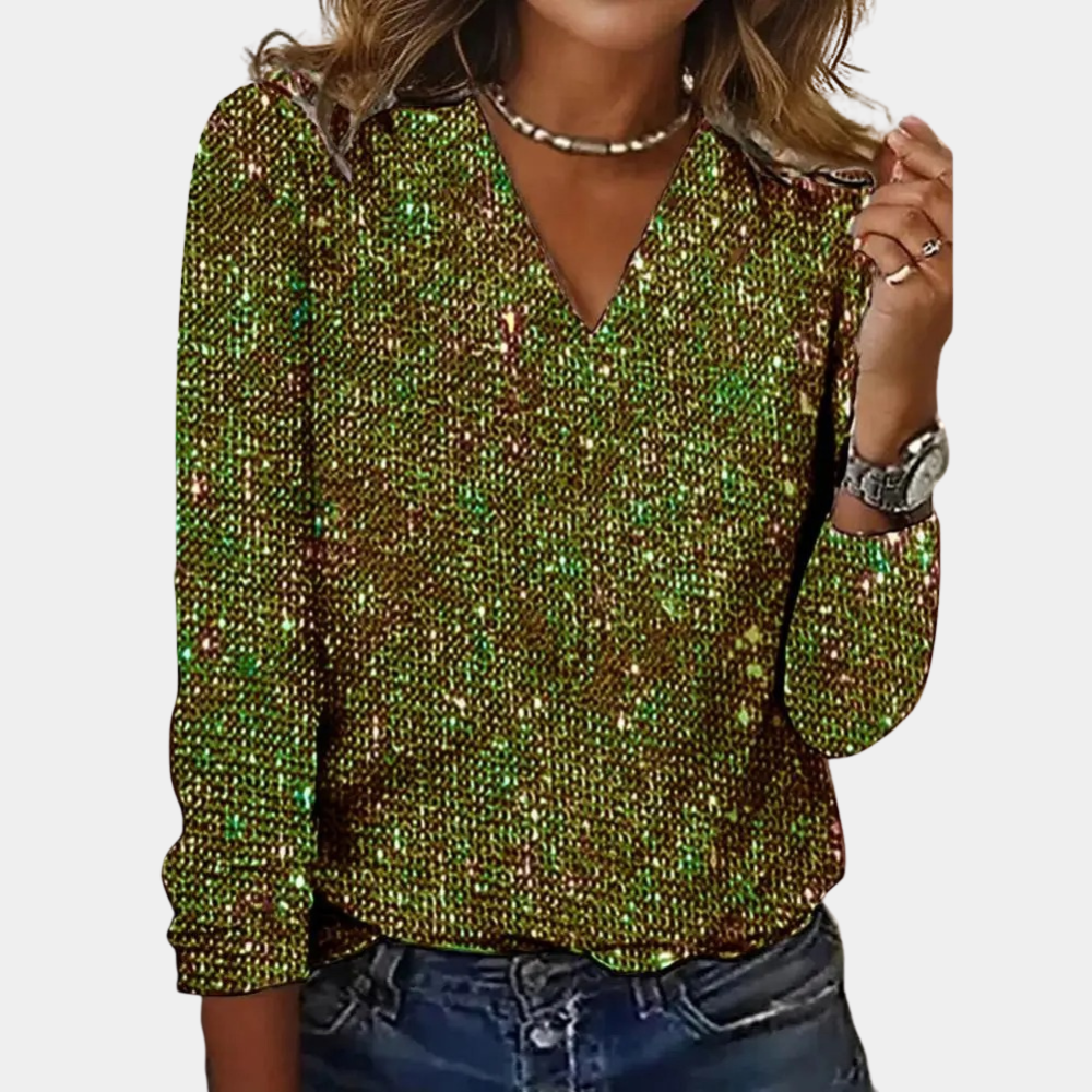 Women's Sequin V-Neck Sparkly Party Blouse