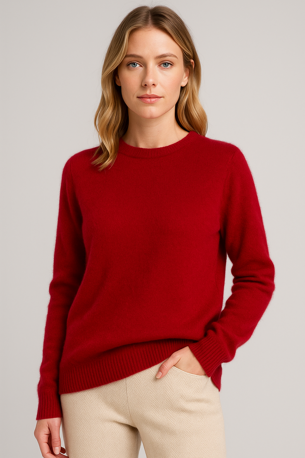 Women’s Classic Crew Neck Long-Sleeve Knit Sweater
