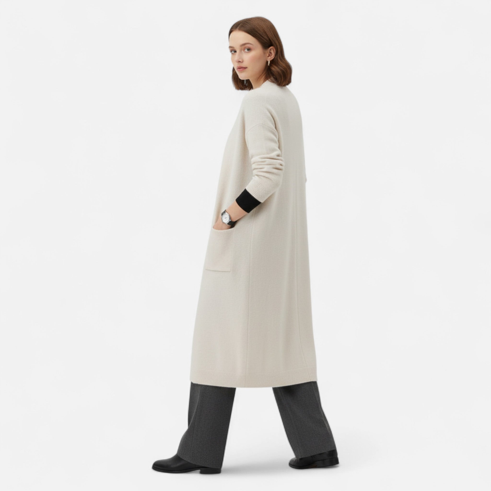 Women’s Longline Relaxed Fit Open Front Cardigan