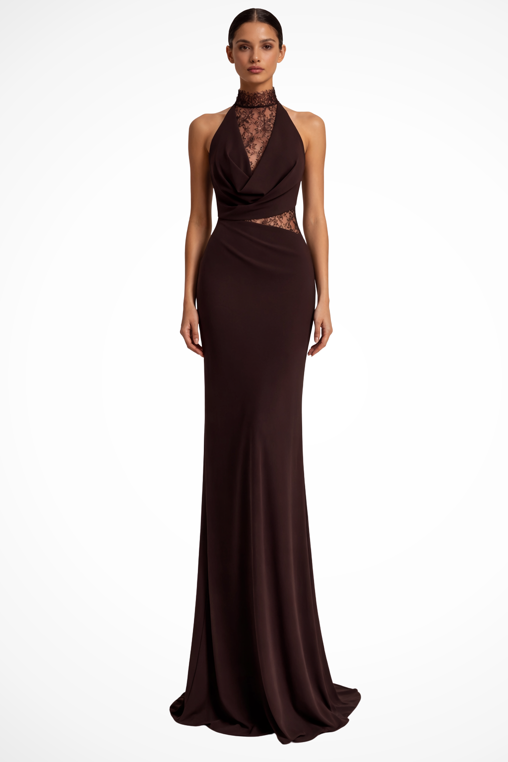 Lace Halter Maxi Dress for Women with Open Back Evening Silhouette