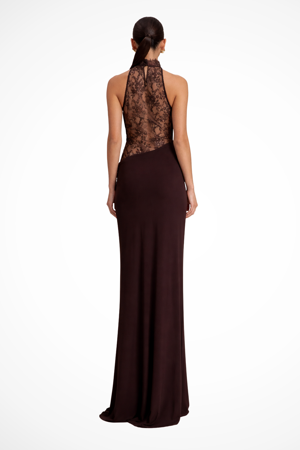 Lace Halter Maxi Dress for Women with Open Back Evening Silhouette