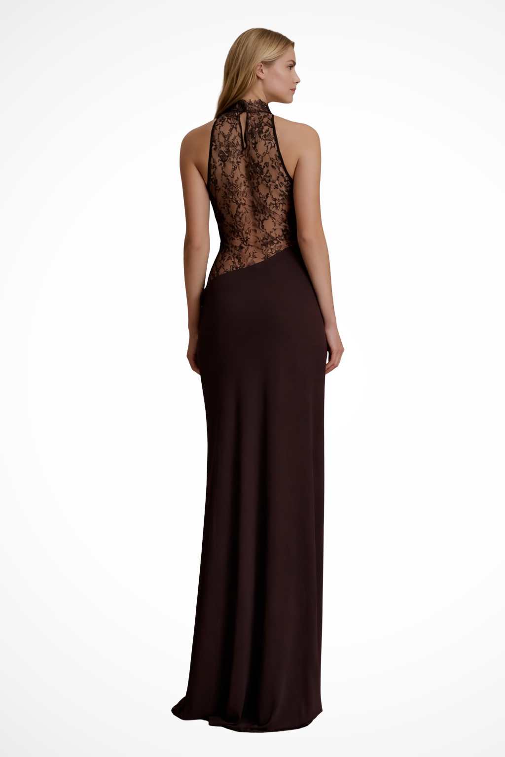 Women's Halter Lace Maxi Dress Wedding Guest