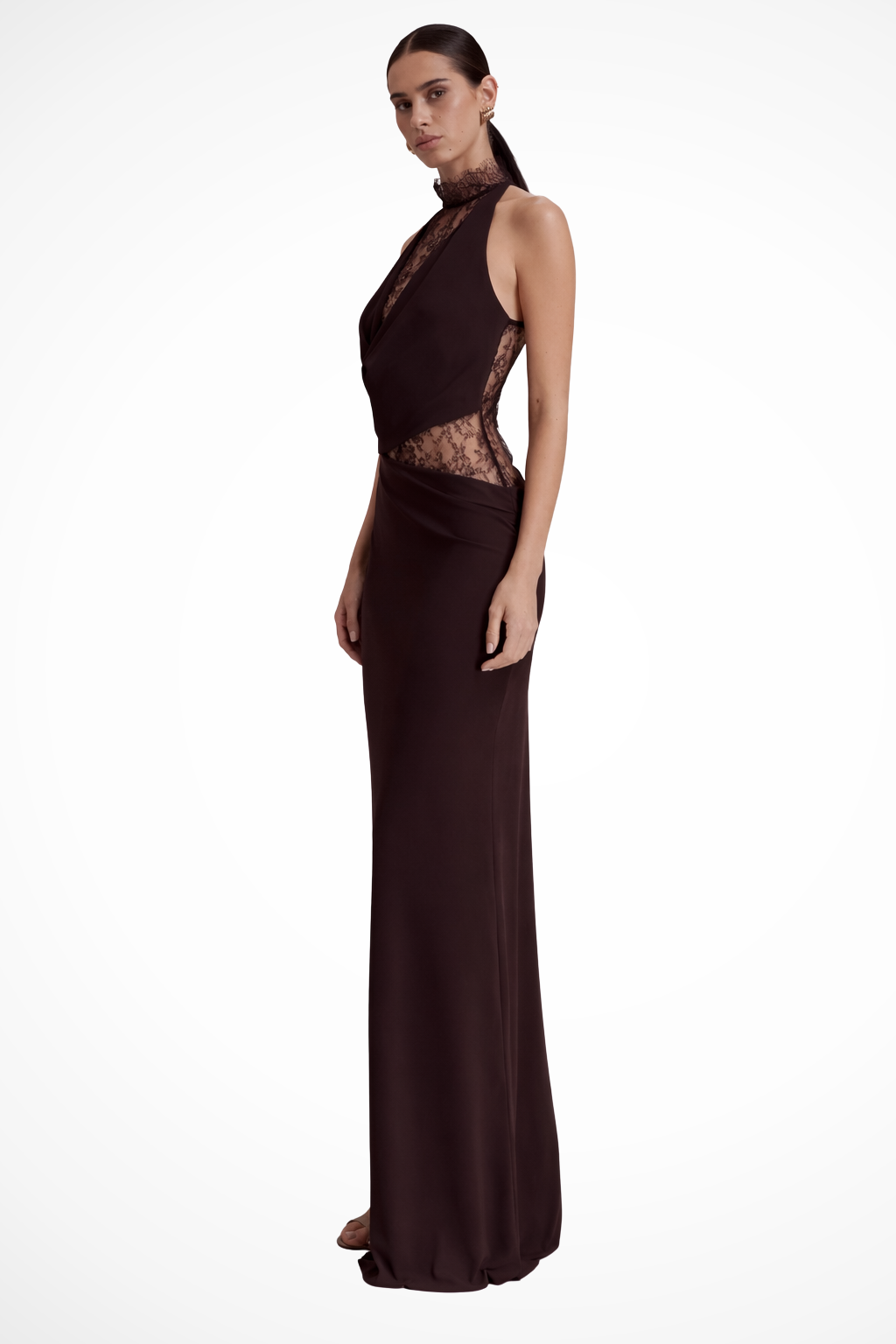 Women's Halter Lace Maxi Dress Wedding Guest