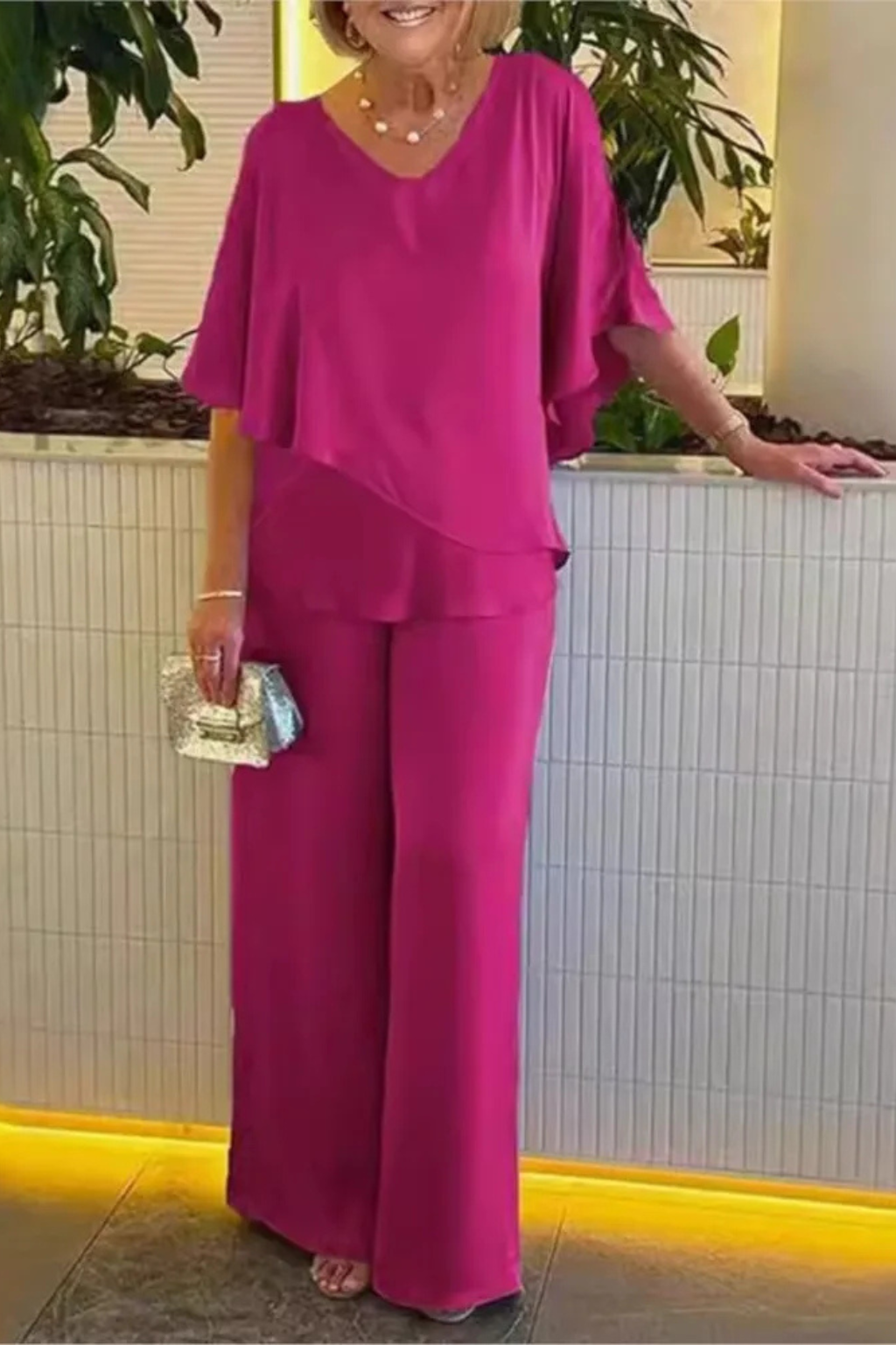 Elegant Two-Piece Flowing Lounge Set for Women