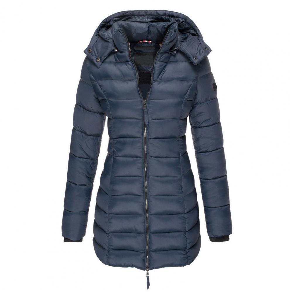 Women's Longline Hooded Quilted Puffer Winter Jacket