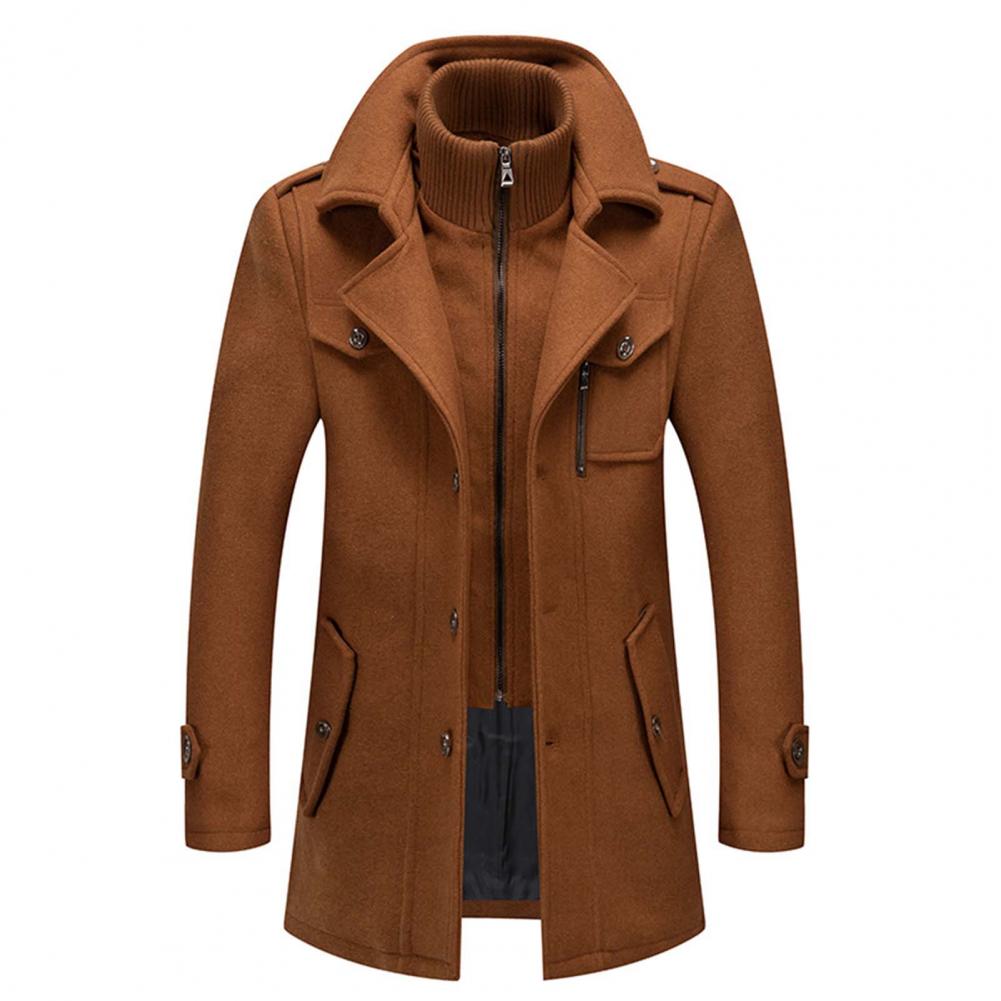 Men's Classic Zip-Up Winter Long Coat