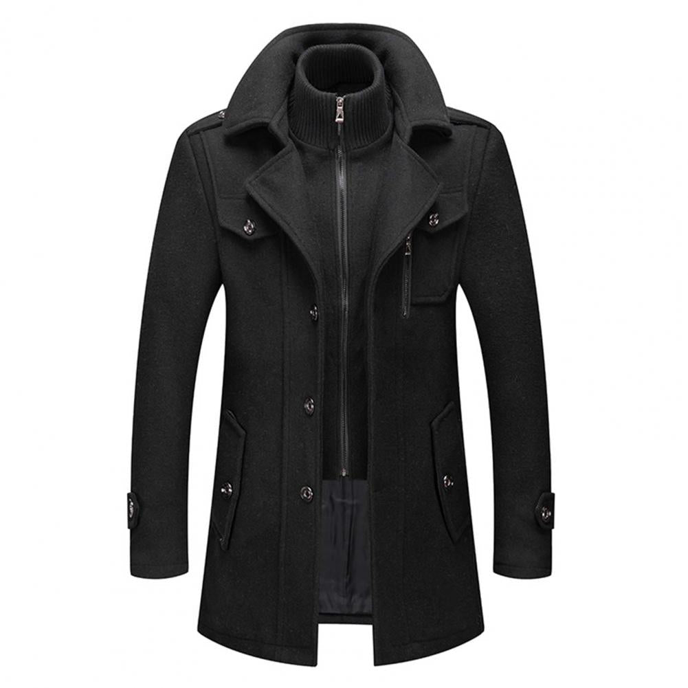 Men's Classic Zip-Up Winter Long Coat