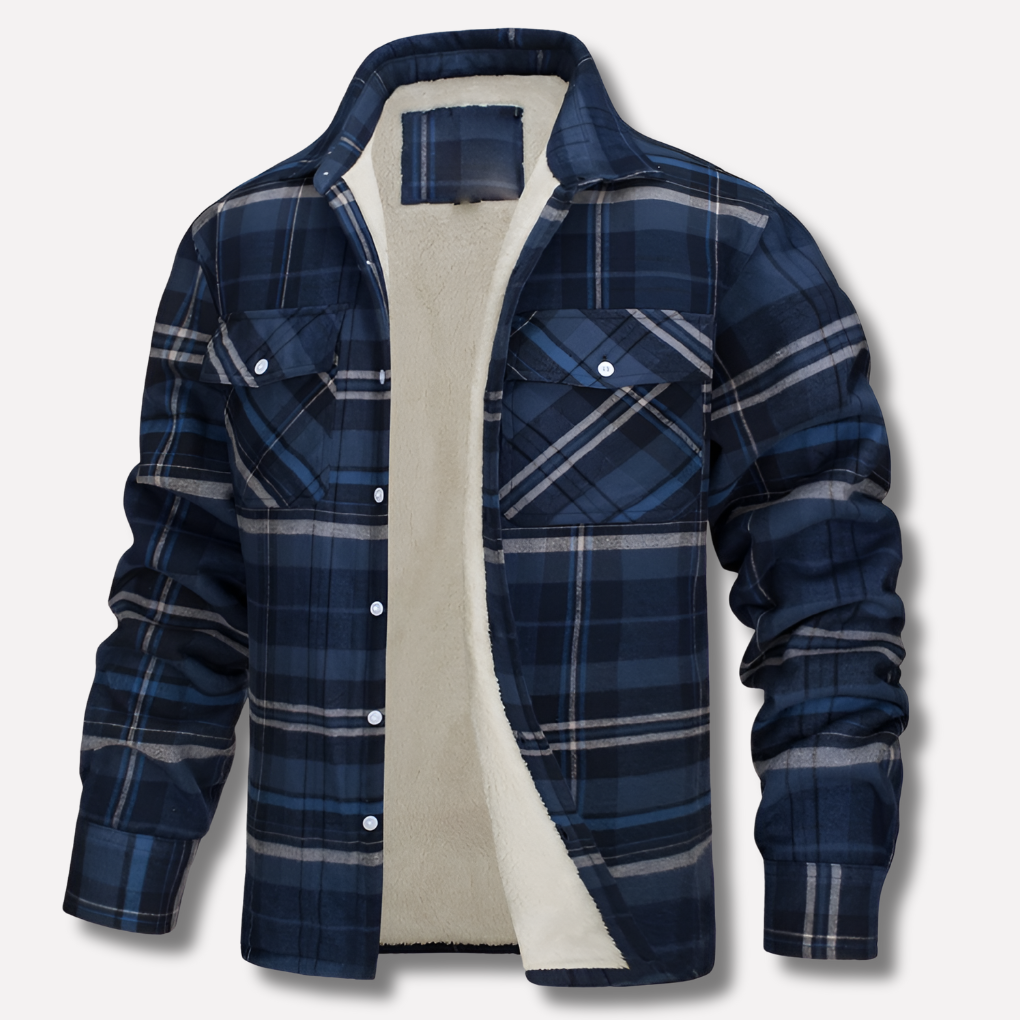 Men's Quilted Plaid Shirt with Button Front