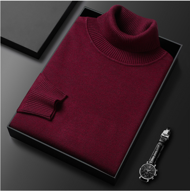 Men's Classic Turtleneck Sweater and Ribbed Collar