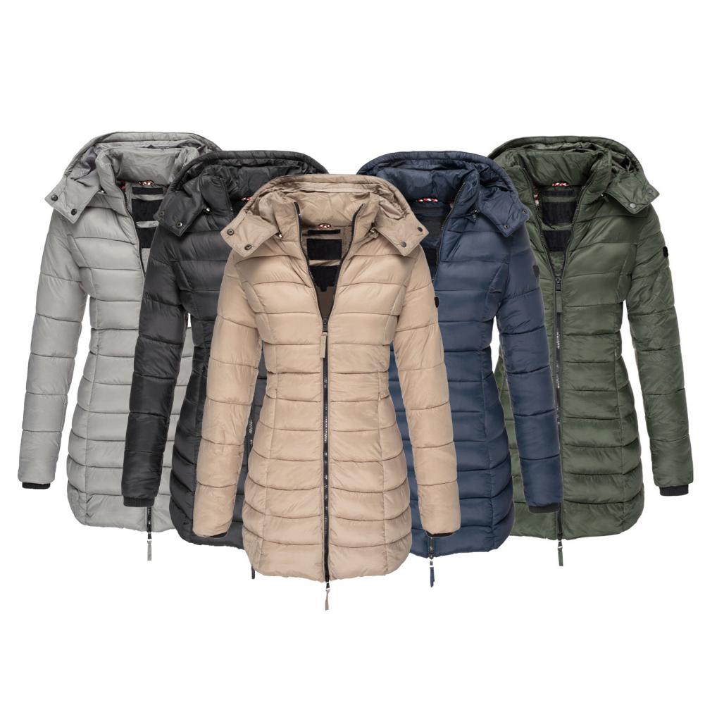 Women's Longline Hooded Quilted Puffer Winter Jacket