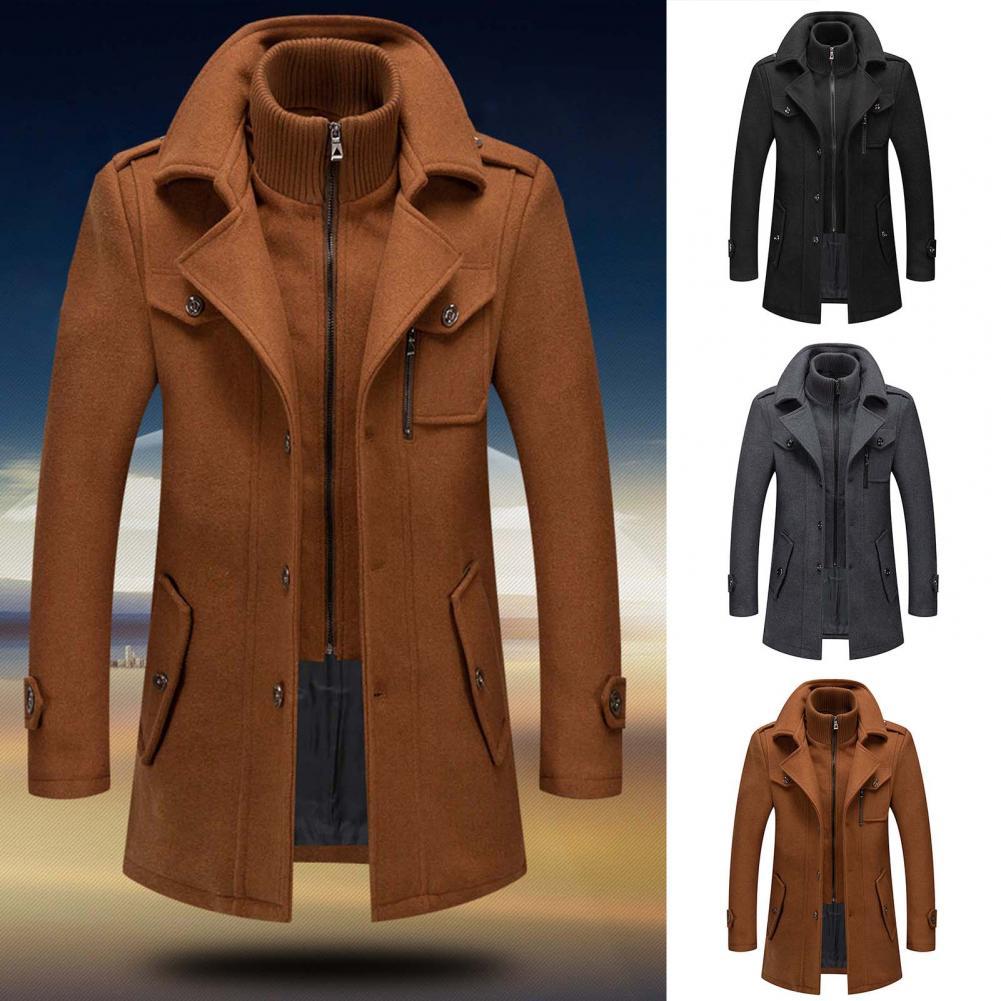 Men's Classic Zip-Up Winter Long Coat