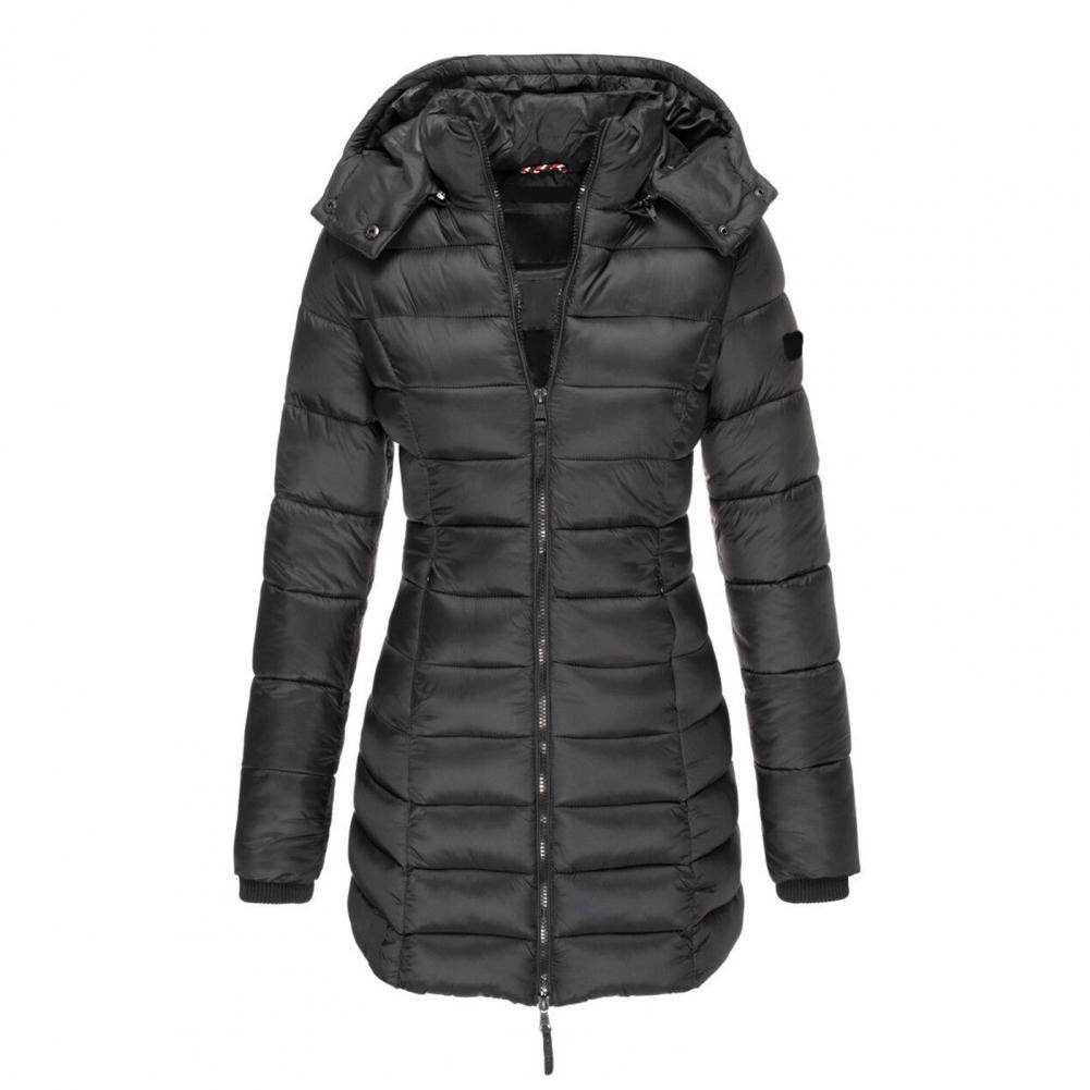 Women's Longline Hooded Quilted Puffer Winter Jacket
