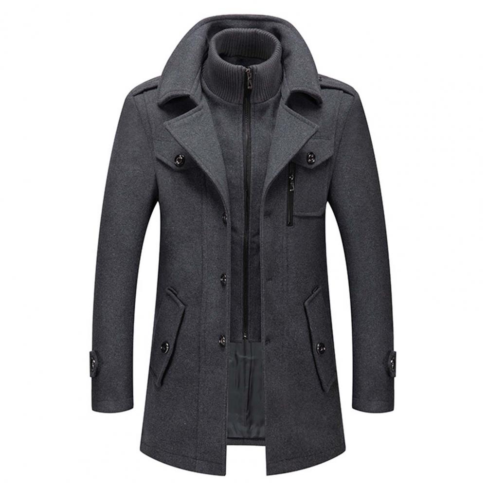 Men's Classic Zip-Up Winter Long Coat