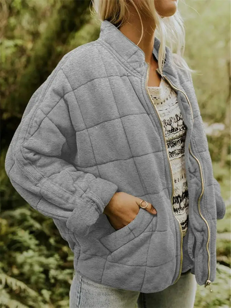 Women's Quilted Casual Zip-Up Jacket