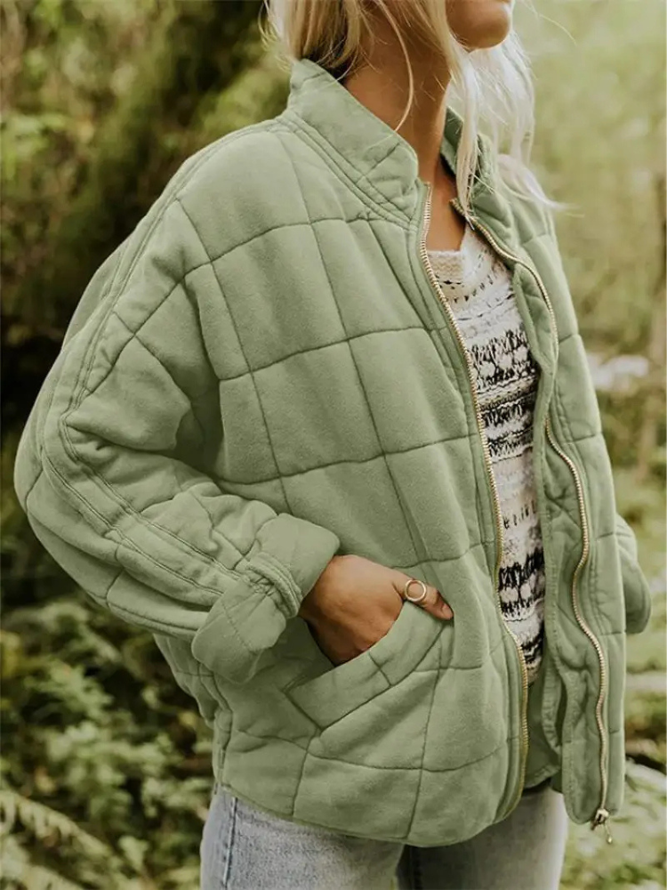Women's Quilted Casual Zip-Up Jacket
