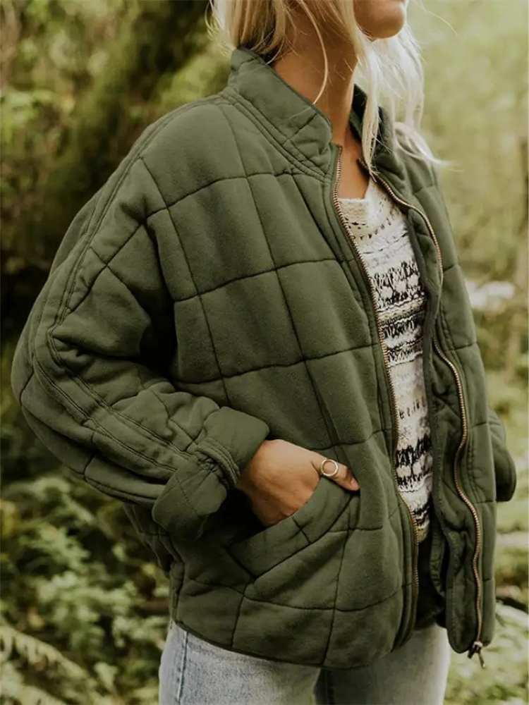 Women's Quilted Casual Zip-Up Jacket
