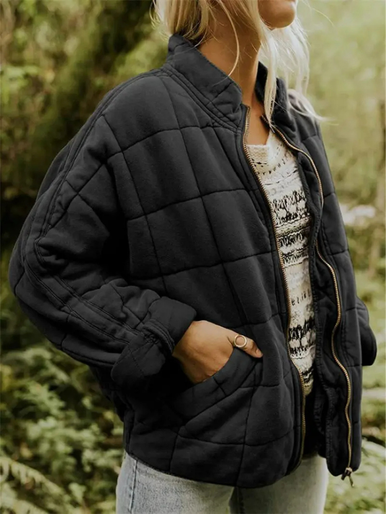Women's Quilted Casual Zip-Up Jacket