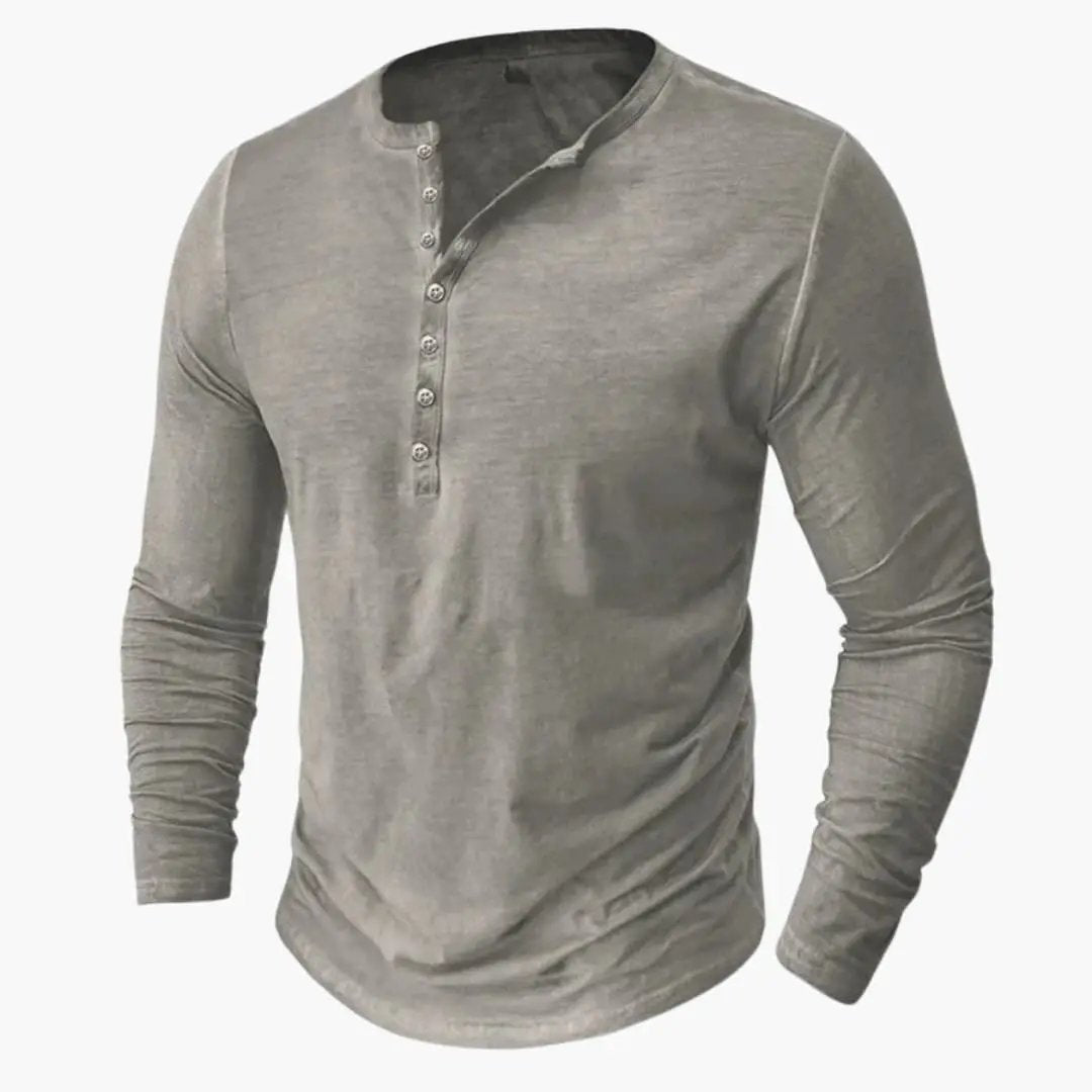 Classic Long Sleeve Henley Shirt for Men