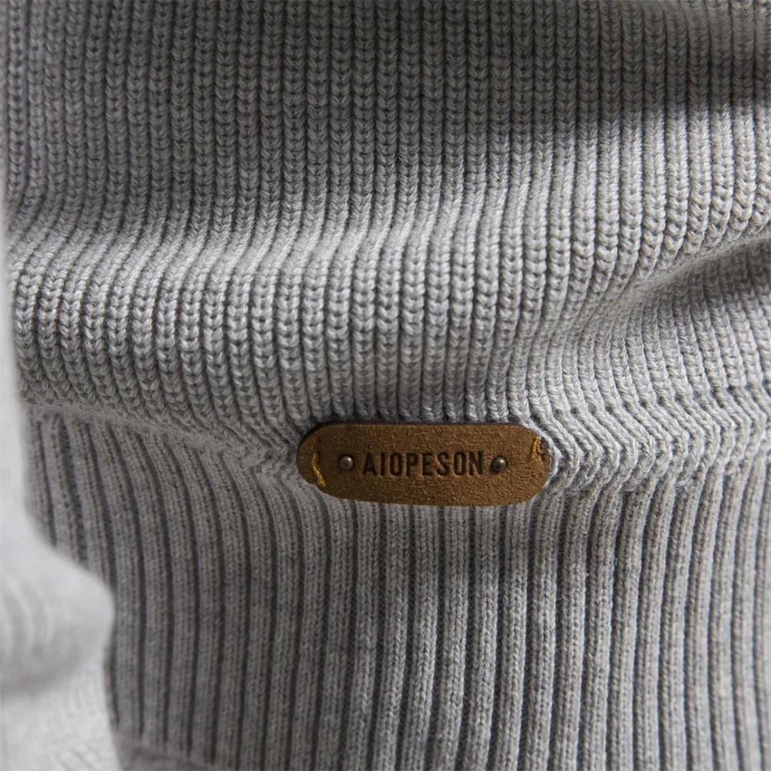 Men's Half-Zip Sweater with Ribbed Sleeves