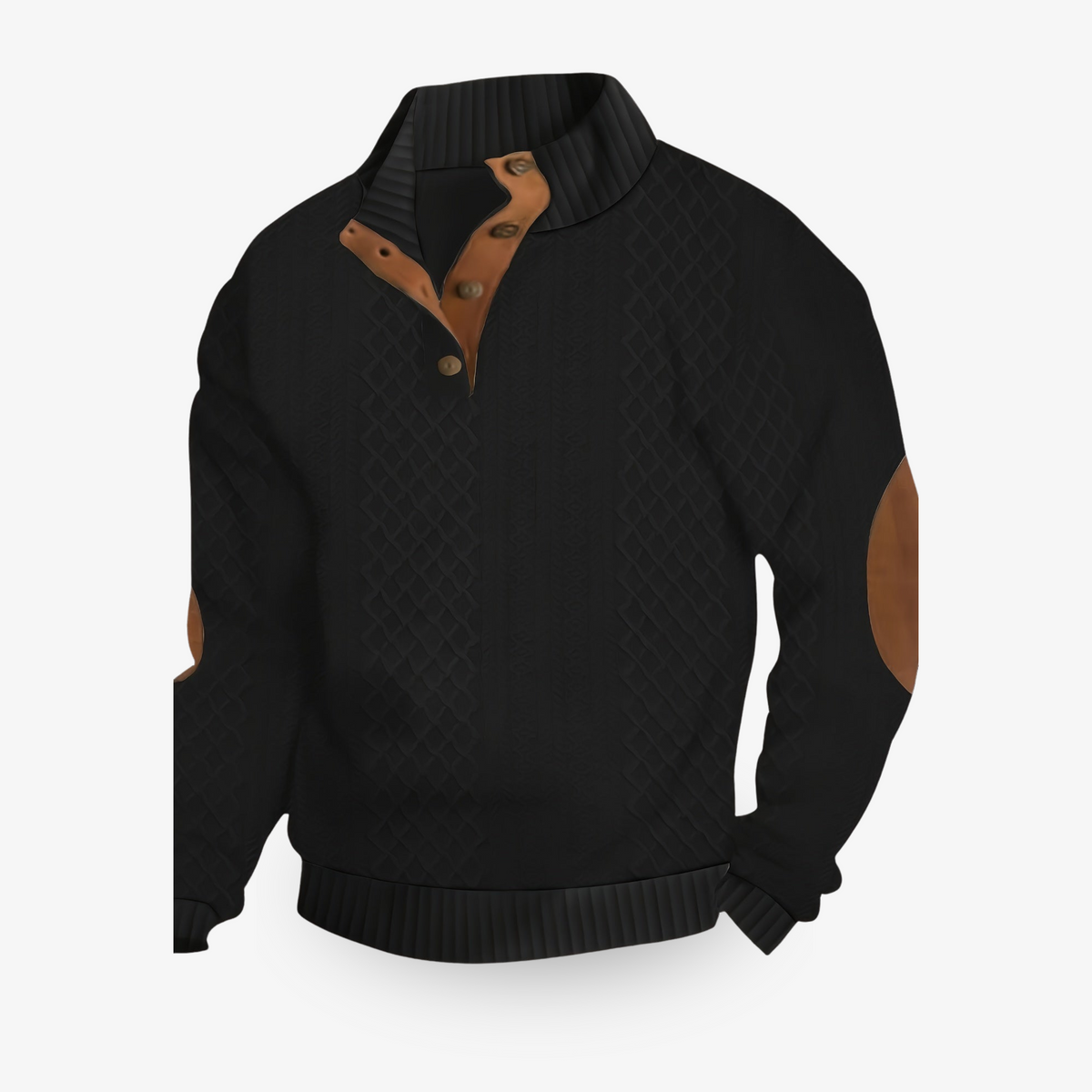 Men's Cable Knit Sweater with Elbow Patches